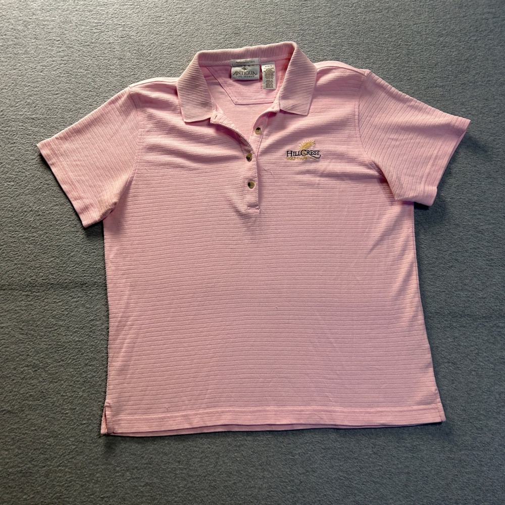 Antigua Golf Polo Shirt Womens M Pink Hillcrest Golf Club Performance Resort Top